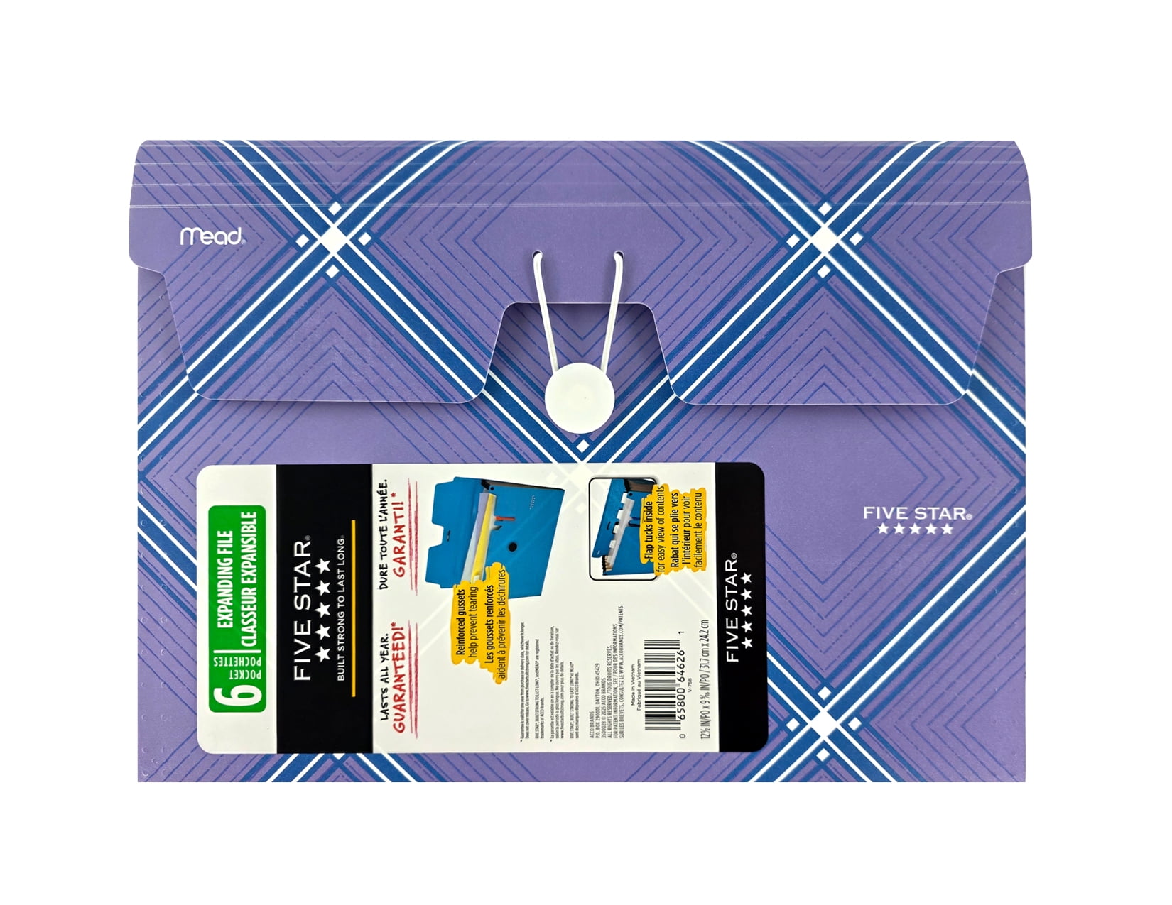 Classeur extensible 6 compartiments, motif diamant Five Star®