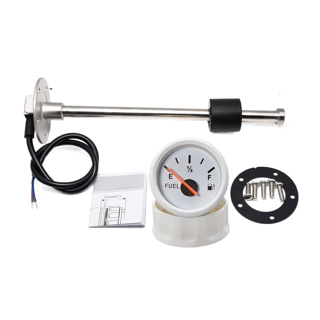 0-190ohm Fuel Gauge Red LED 2" 52mm Oil Tank Level Indicator With Fuel Level Sensor 12V/24V For Auto Car Boat Diesel Gasoline ,Easy to Install