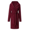 thumbnail image 4 of Jindong Plush Robes for Women Women Hooded Fleece Bathrobe Lightweight Soft Plush Long Flannel Sleepwear Fleece Hooded Bathrobe Plush Long Robe Womens Robes, 4 of 9