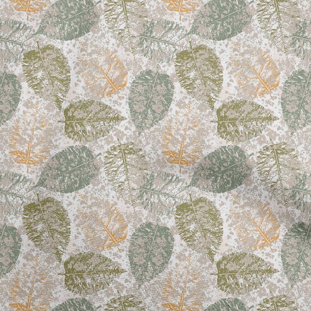 oneOone Velvet Olive Green Fabric Leaves Craft Projects Decor Fabric Printed By The Yard 58 Inch Wide