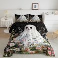 thumbnail image 1 of Erosebridal Halloween Bedding Sets Full with Comforter, Gothic Ghost Comforter Sets Full Size, Rustic Flower Reversible Down Comforter, Ultra Soft Room Decor, 3 Pieces, 1 of 8