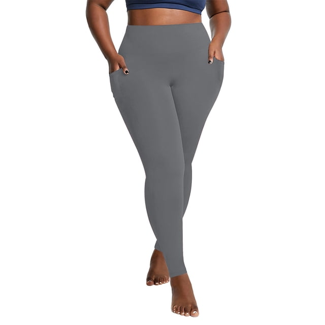 Timegard Plus Size Pants for Women Fall Winter Thick Stretch Yoga Pants Solid Color Leggings with Pockets