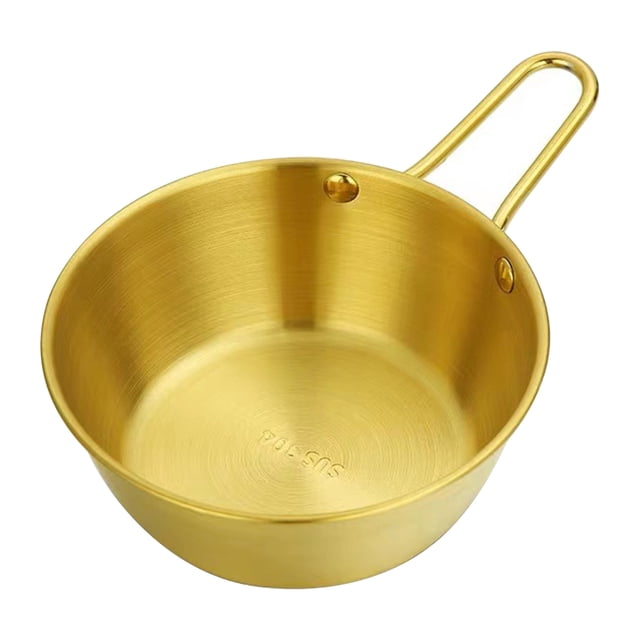 EGNMCR Bols à Pâtes Bol d'Assaisonnement pour Cuisson et Collation avec Poignée, Bol de Riz Doré, Bol de Vin Chaud et Froid, Bol de Vin de Riz en Acier Inoxydable a Assiettes