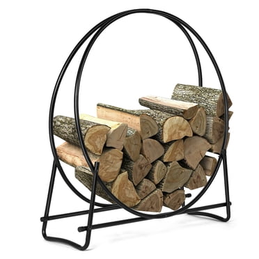 Costway Panier Tubulaire en Acier de 40 Pouces pour Bûches, Support de Rangement pour Bois de Chauffage, Présentoir Rond