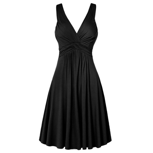 Kcodviy Sling Dresse Skirt Retro Teenager Casual Dresses Size Slim Flare Pleated Swing Dress Plus V Neck Women's Causal Dresses for Women Women's Dress
