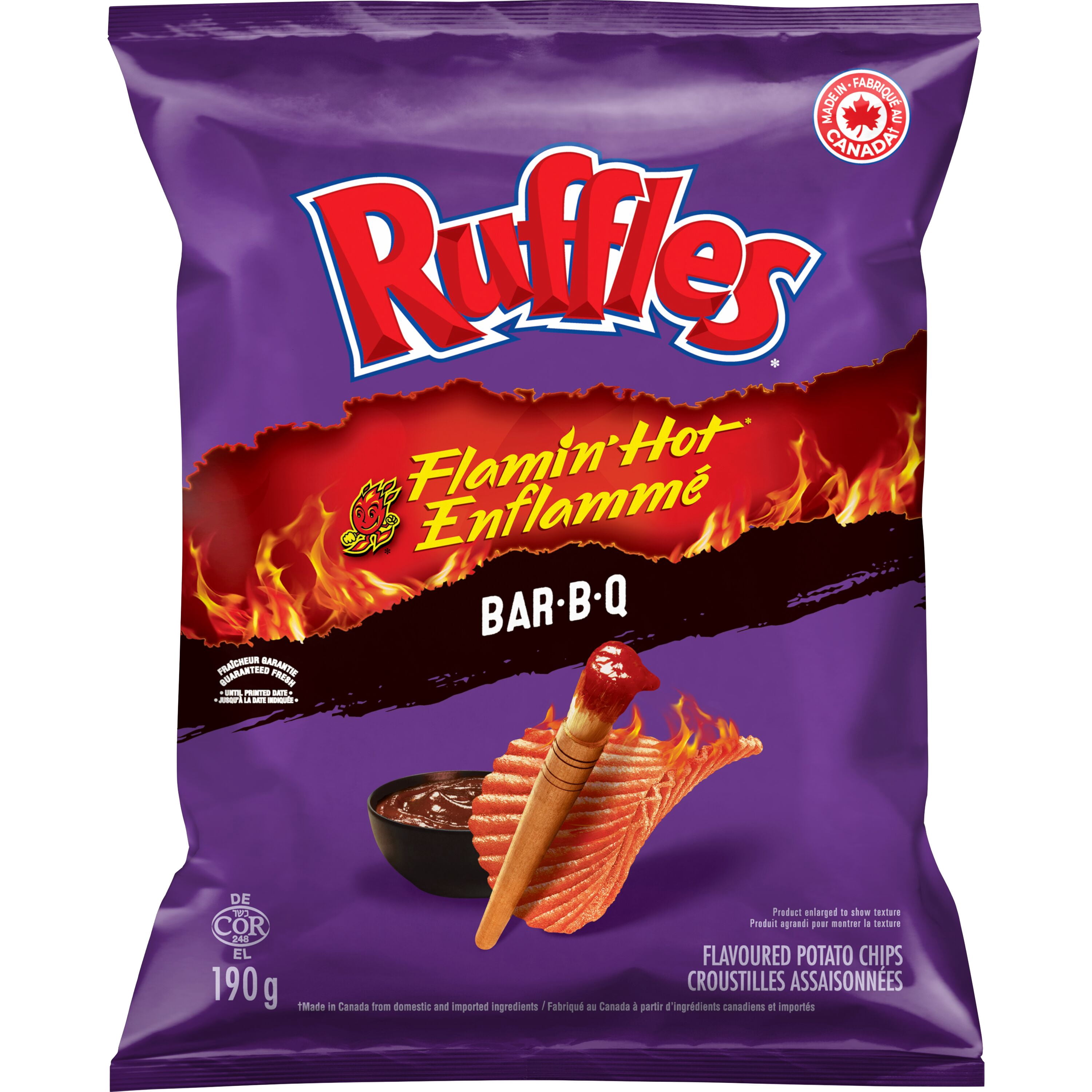 Ruffles Flamin’ Hot Bar-B-Q flavoured Potato Chips
