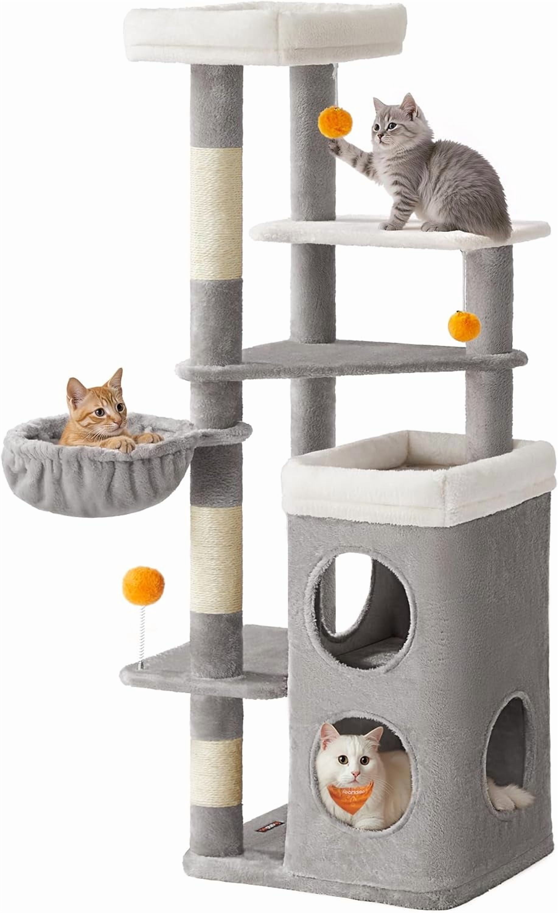 Tall Cat Tree Tower Multiple-Level Cat Condo with Caves Scratching Posts Perches Dark UPCTG