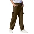 thumbnail image 1 of Children's Solid Color Stretch-Belt Work Pants with Pockets, Medium Size Casual Baggy Pants, Adult Version, 1 of 6