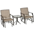 thumbnail image 1 of Outsunny 3 Piece Patio Rocking Chair Set Outdoor Glider Set w/ Glass Table, 1 of 10