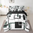 thumbnail image 3 of YST Ensemble de Literie Moderne Style Ferme, Noir Gris à Rayures 7 Pcs Ensemble de Couette Simple, Ensembles de Literie Géométriques, Ensembles de Lit Réversibles Motif Léopard avec Drap Plat et Drap-Housse, Couvre-Oreillers, 3 of 5
