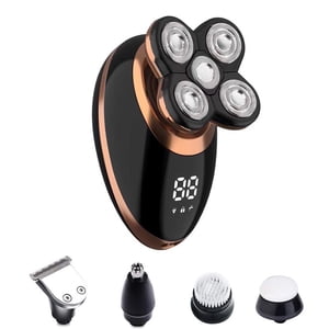 Yingyy Électrique pour hommes Bald Tête Shaver 5 Dans 1 Shaver tête sans fil étanche hommes Écran électrique USB Kit de grooming rechargeable