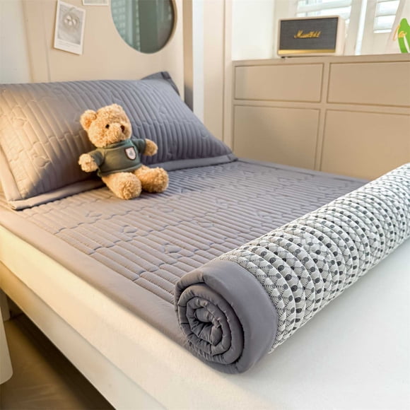 Matelas Pliable en Fibre de Soja pour Étudiants - Matelas de Lit Doux Rembourré avec Housse Respirante, 90x200 cm, Lavable et Portable