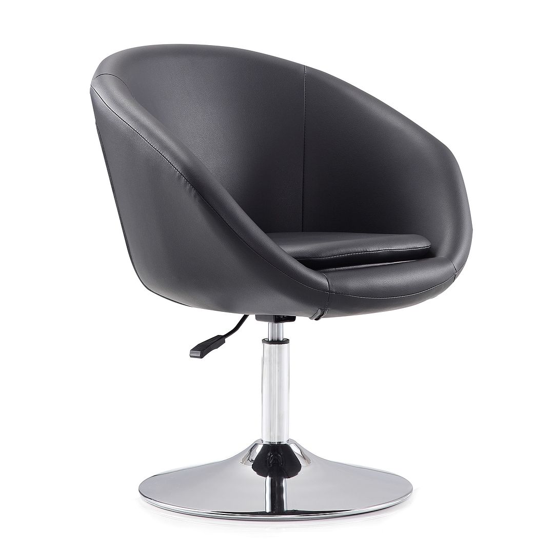 Manhattan Comfort Chaise Réglable en Hauteur en Similicuir Noir et Chrome Poli