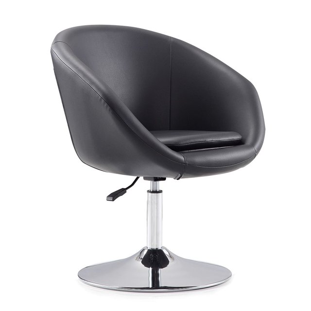 Manhattan Comfort Chaise Réglable en Hauteur en Similicuir Noir et Chrome Poli