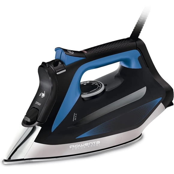 Rowenta DW5360 1750 Watt Focus Xcel Iron with Steam boost, Anti Drip, 400 Hole Sole Plate., Blue (Renewed)