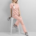 thumbnail image 2 of LYMAYTER Women Uniforms Stretchy Uniforms Regular and Petite Set Medical Scrubs Set for S-2XL, 2 of 6