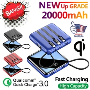 Banque d'électricité 20000mAh Chargeur portable, charge rapide LED Pack de batterie externe d'affichage pour téléphone cellulaire