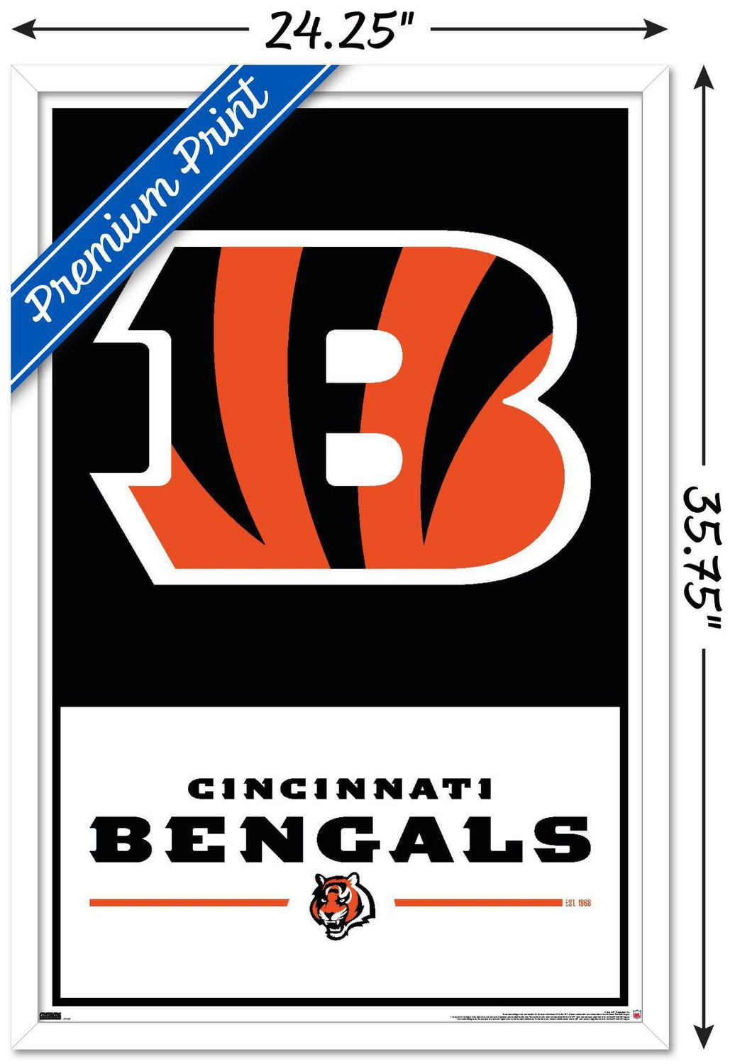 NFL Cincinnati Bengals - Logo 21 Wall Poster with Magnetic Frame, 22.375" x 34"