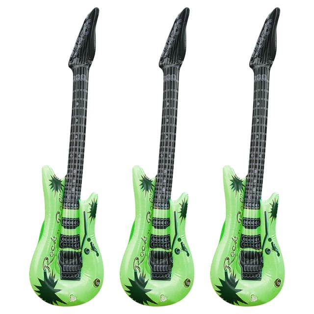 Green Large Inflatable Blow Up Guitar Kids Toy Fancy Dress Party Stage Props Children'S Simulation Inflatable Musical Instrument 3Pcs