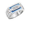 thumbnail image 3 of RYLOS Men's Rings Sterling Silver Designer Ring With Diamonds and Blue Quartz Rings For Men Size 12, 3 of 6