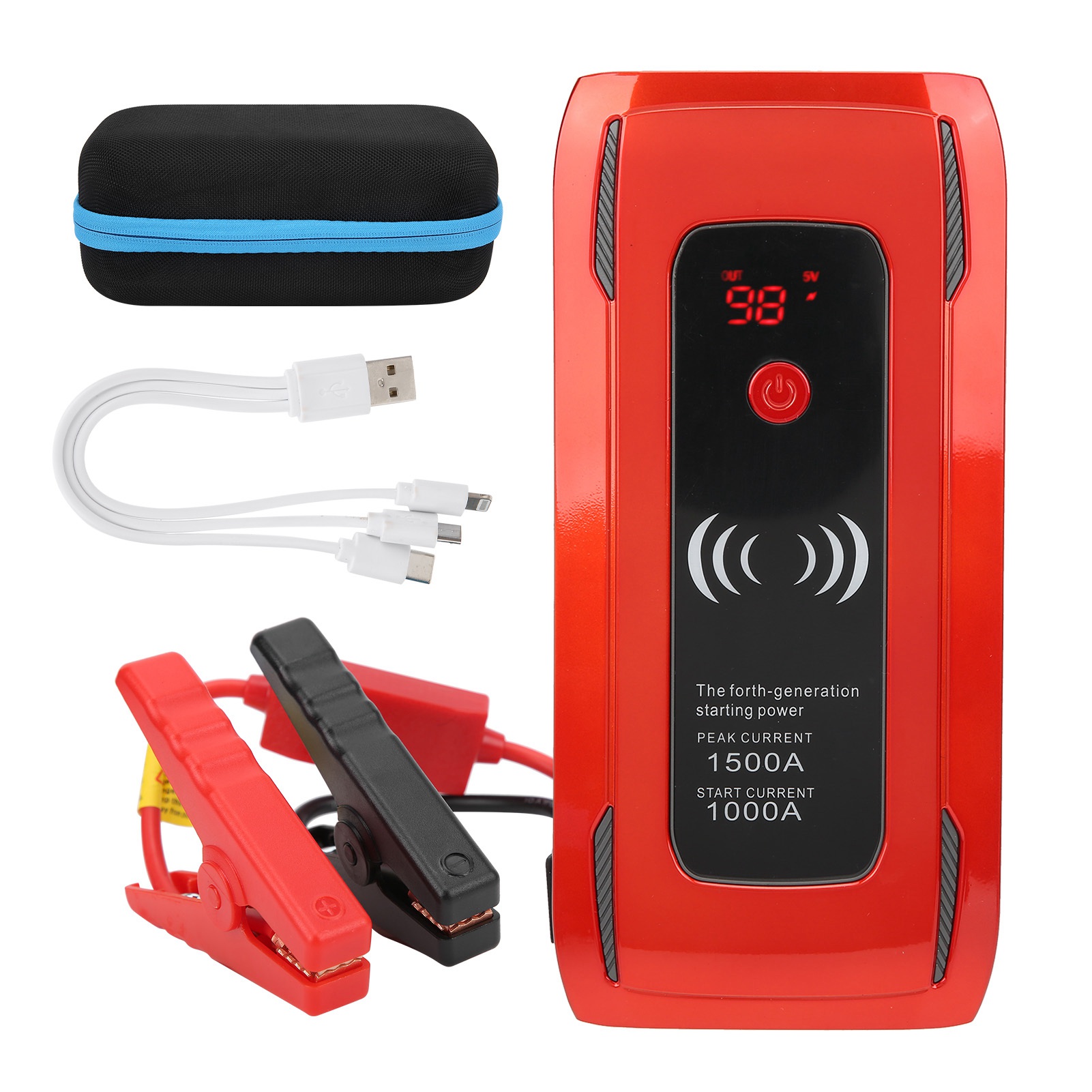 26000mAh Car Jump Starter Power Bank Multifunction 1500A Dual USB Emergency Light Universal for 12V Diesel Gasoline Car