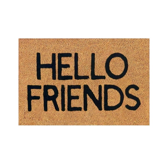 Clearance Sale "HELLO FRIENDS" Door Mats Outside Door Mats Non Slip Washable Rubber Door Rug Natural, Low Profile, Durable Rug for Entryway, Kitchen, Front Door Indoor Entrance 16x24IN