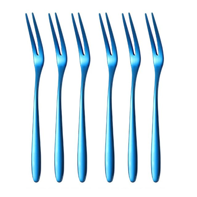 6Pcs Stainless Steel Fruit Forks Mini Food Pick Cake Desserts Sushi Snack Sticks