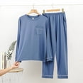 thumbnail image 1 of TIMIFIS Ensembles de Pyjama pour Hommes Confortables Unis à Manches Longues à Col Rond Haut de Nuit et Pantalon Ensemble de Détente 2 Pcs Ensembles de Pyjamas pour Hommes - Printemps/été, 1 of 3