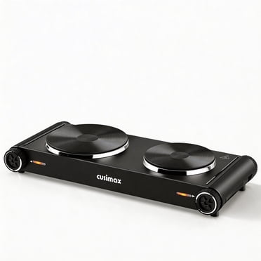 Cusimax Plaque Chauffante Électrique Double Améliorée 1800W, Surface de Cuisson à Induction, Poignée Dissimulée, Commandes de Température Précises, Fonctionne avec Tous les Ustensiles de Cuisine et Est Facile à Nettoyer