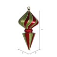 thumbnail image 2 of Vickerman 12" Red-Lime Striped Diamond Finial Christmas Ornament, 2 of 2