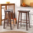 thumbnail image 4 of PJ Wood Classic Saddle-Seat 24In Kitchen Counter Stools, Walnut, Set of 2, 4 of 7