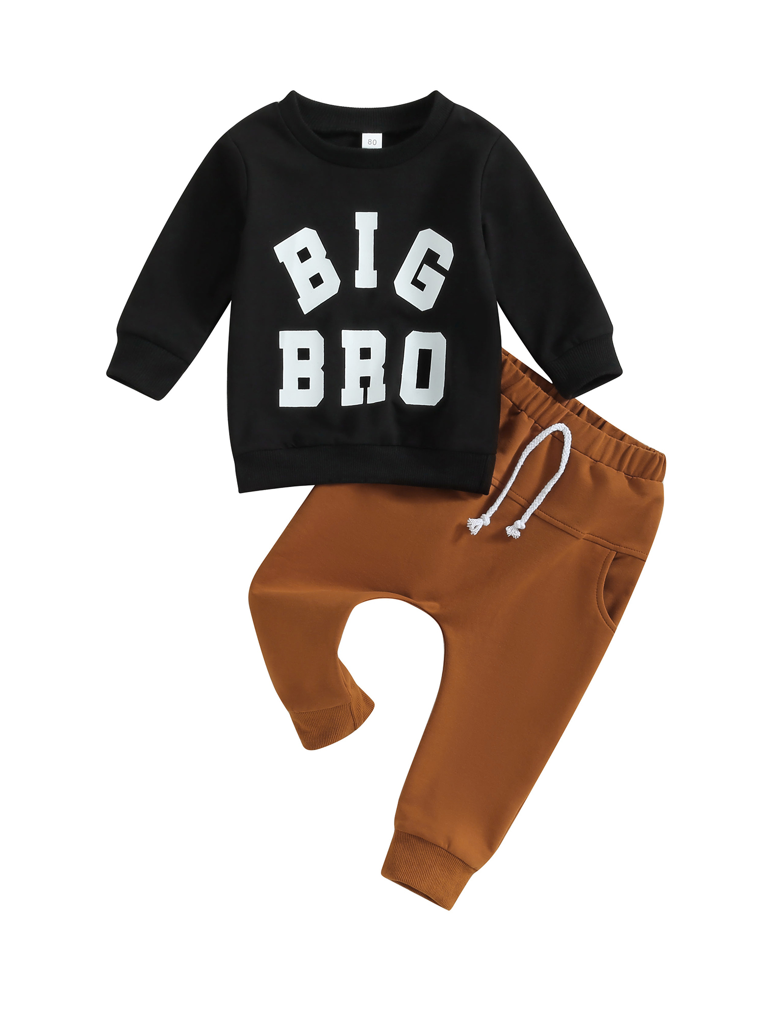 Fortune Ensemble d'Hiver pour Tout-Petit Garçon Grand Frère Chandail à Col Rond et Pantalon Ensemble 2 Pcs 1-6 Ans