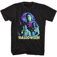 thumbnail image 1 of Halloween Neon Moon Black Adult T-Shirt, 1 of 2