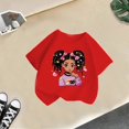 thumbnail image 4 of GDREDA Vêtements Fille Enfant Filles Mignon Mode Imprimé Col Rond Manches Courtes Tee Été Confortable Décontracté Ample T-Shirt Hauts Fille Hauts Rouge,12-14 Ans, 4 of 4