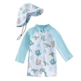 thumbnail image 1 of XDZJLR Boys Swim Set Rash Guard Long Sleeve Sun Bathing Beachwear Sets 12-24 Months, 1 of 3