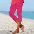 thumbnail image 2 of Penkiiy Pantalon Capri à Enfiler Extensible Taille Haute pour Femme, Rose Vif, m, 2 of 6