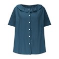 thumbnail image 4 of Blouses pour Femmes Décontractées à Col Rond Boutonnées T-Shirt Basique Confortable Détente Tendance Léger Été Vacances Chemise Douce 2025, 4 of 6