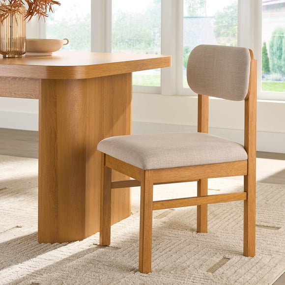 Better Homes & Gardens Juliet Dining Chairs, Set of 2, Light Honey finish and Cream