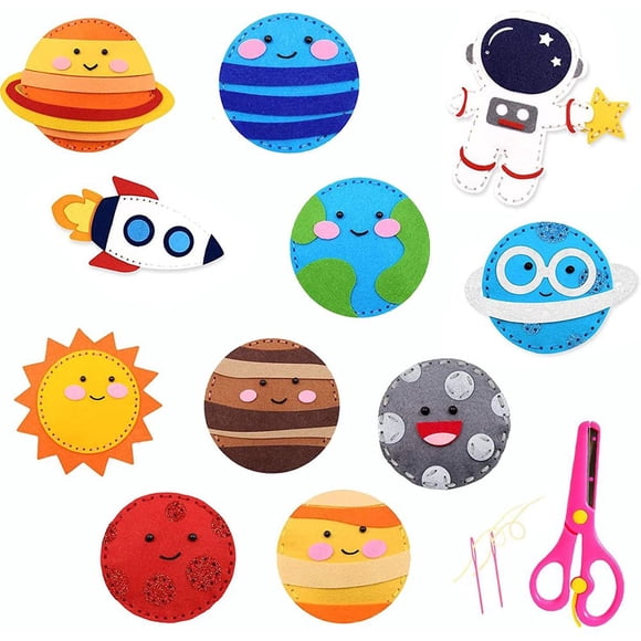 Sewing Kit for Kids Dinosaur DIY Art Craft Felt Set Animals Preschool Beginners Educational Sewing Set Project Party Supplies for Boys Girls
