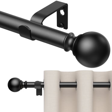 BloomFlower Curtain Rods 180 inch, 190-inch rod Adjustable Length Heavy Duty Diameter 7/8 inch, Decorative Finials, Black