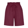 thumbnail image 4 of LSLJS Women's Solid Color Casual Drawstring Sports Shorts with Pocket Womens Shorts, 4 of 9