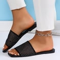 thumbnail image 3 of IUJSOY Womens Single Mesh Band Slides Sandals Square Open Toe Slip on Summer Beach Flat Sandals, 3 of 9