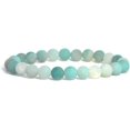 thumbnail image 1 of Angelstones Bracelet Extensible Unisexe en Perles Rondes de 8 mm avec Pierre Précieuse Amazonite Bleue Mate Naturelle, 1 of 3