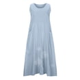 thumbnail image 5 of RKSTN Robes d'Été pour Femmes Décontractées en Coton et Lin à Col Rond Sans Manches Robes de Plage Amples Grande Taille à Imprimé Floral Évasées Maxi, 5 of 5