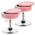 thumbnail image 1 of Costway Set of 2 Adjustable Vanity Stool 360° Swivel Storage Makeup Chair with Tray Pink, 1 of 10