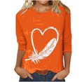 thumbnail image 1 of Dadaria Chemise Orange pour Femmes Hauts Manches 3/4 T-Shirt Col Rond Grande Taille Tee Été Chandail Blouses L, 1 of 5