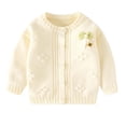 thumbnail image 2 of RXIRUCGD Bow Solid Color Baby Knitted Sweater Cardigan( Beige, Size:3 Months ), 2 of 2