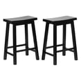 thumbnail image 2 of PJ Wood Classic Saddle-Seat 24" Kitchen Counter Stools, Black (Set of 8), 2 of 11