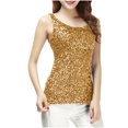 thumbnail image 2 of Liquidation et Promo, Camisole à Paillettes Patchwork pour Femme, Col Rond, Coupe Ajustée, à la Mode, Décontractée, Tenue de Tous les Jours, Haut Stylé Chic et Confortable/polyester, Or, Sopatenor, 2 of 9