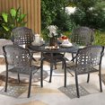 thumbnail image 2 of Costway 4pcs Patio Cast Aluminum Armrest Chairs Dining Stackable Outdoor Bronze, 2 of 8